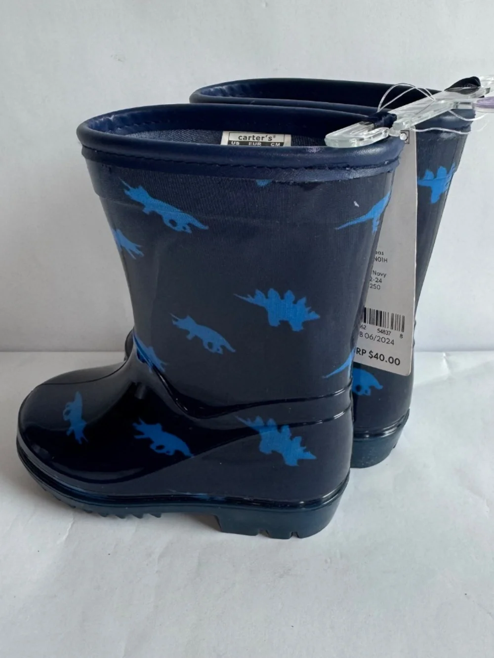 Carter's Little Toddler Boys Sz 6 DINOSAUR Waterproof RAIN BOOTS